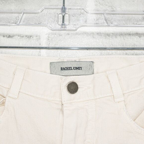 RACHEL COMEY Women's High Waist Jeans Light Beige Fray Ankle Size 0 - Picture 2 of 11